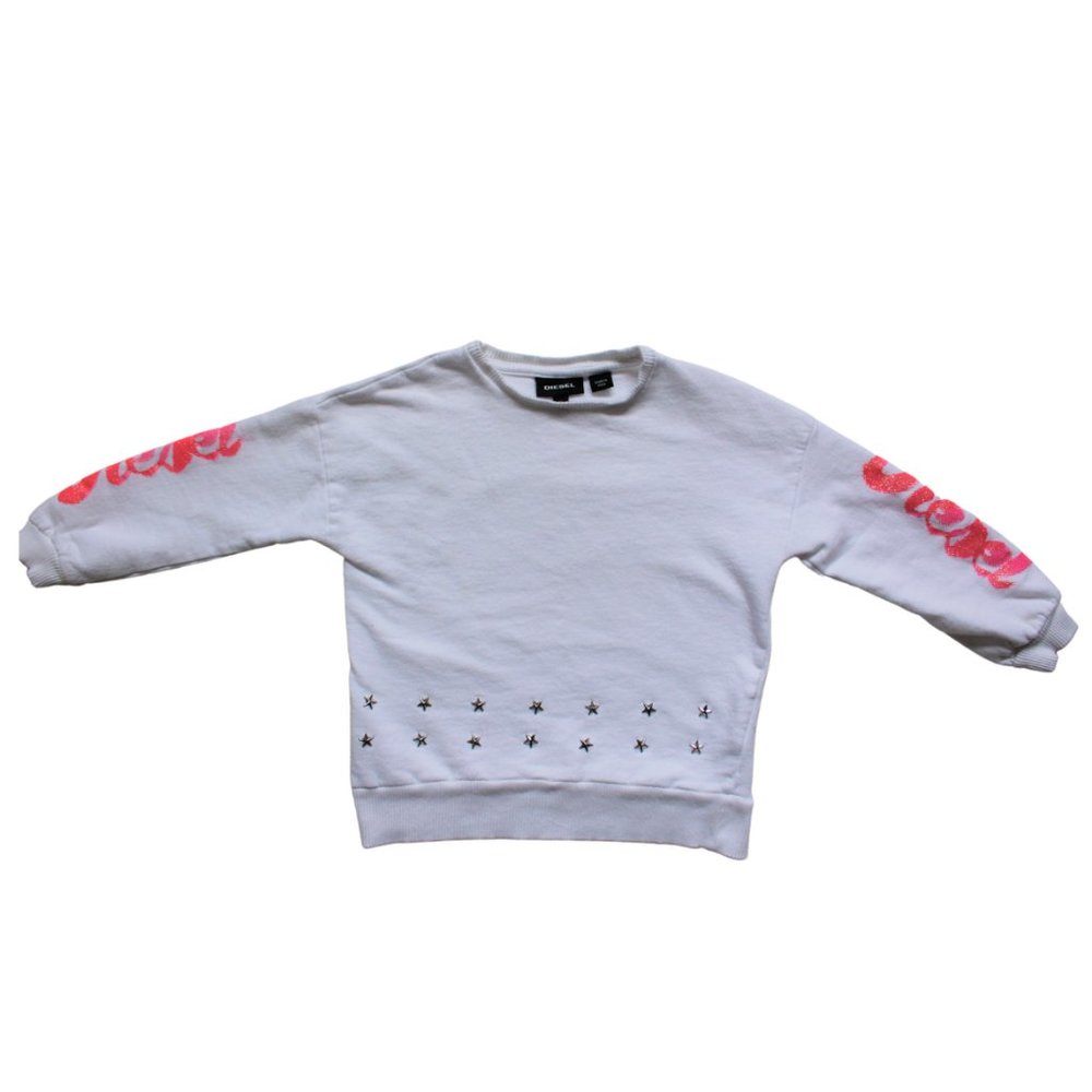 Diesel Girls Sweatshirt SZ 5 White & Pink